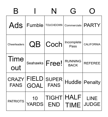 SUPER BOWL LX Bingo Card