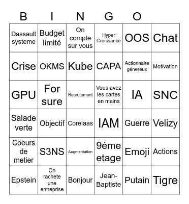 Bingo O UP Bingo Card