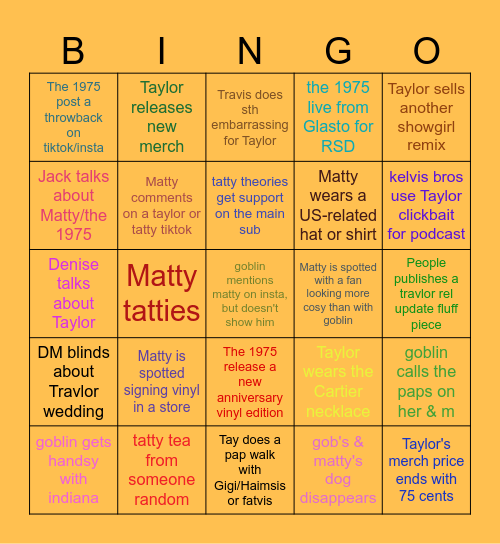 Tatty Bingo Card