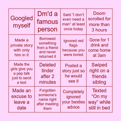 Galentines Day Bingo Card