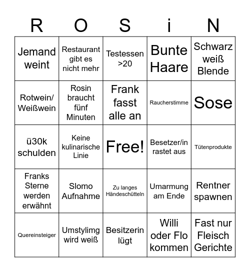 Urin Ningo Bingo Card