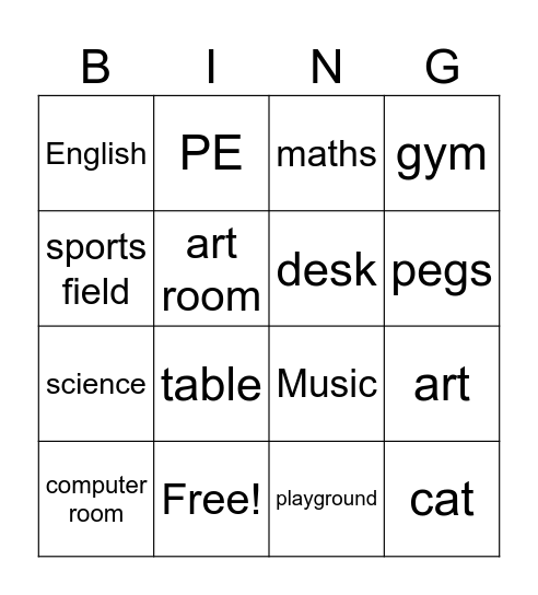 We've got English Bingo Card
