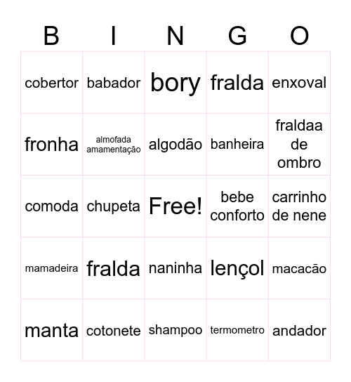CHÁ DA VALENTYNA Bingo Card
