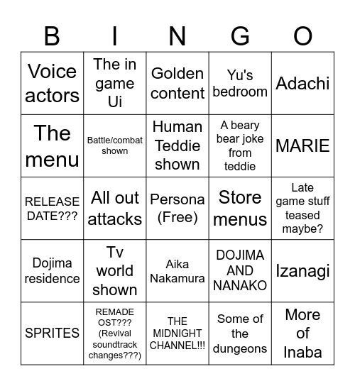 P4R trailer bingo card Bingo Card