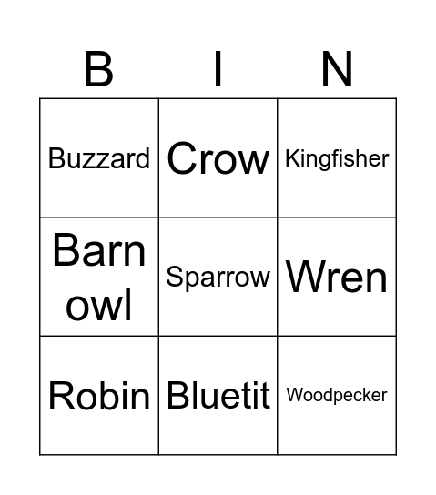 Bird bingo Card