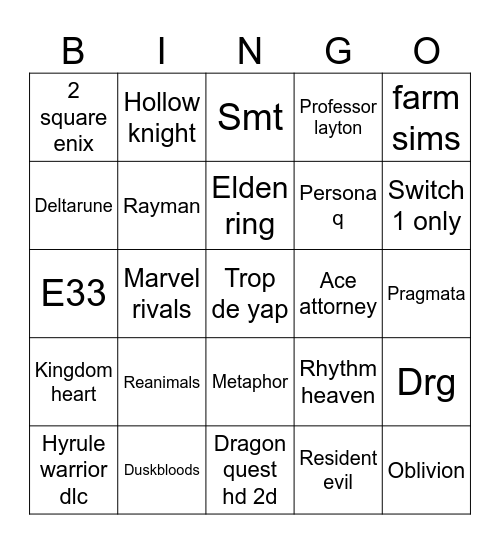 Untitled Bingo Card