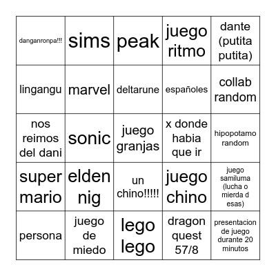 nintendo trirect Bingo Card