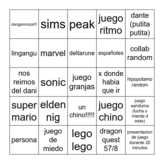 nintendo trirect Bingo Card