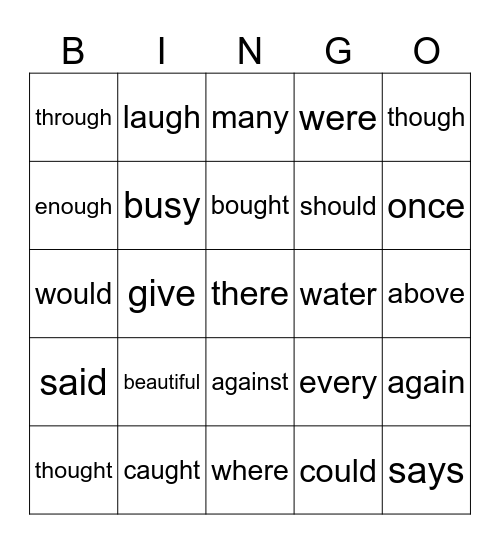 Permanent Heart Words Bingo Card