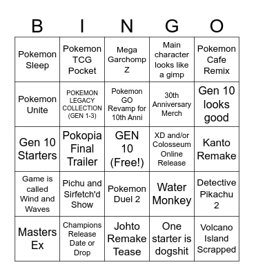 30TH ANNIVERSARY PRESENTS PREDICTION Bingo Card