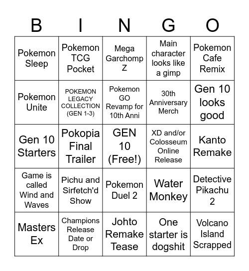 30TH ANNIVERSARY PRESENTS PREDICTION Bingo Card