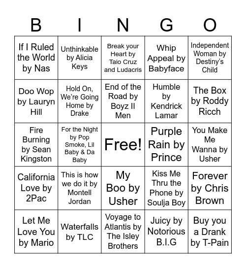 Music Bingo Card