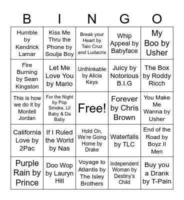 Musical Bingo Card