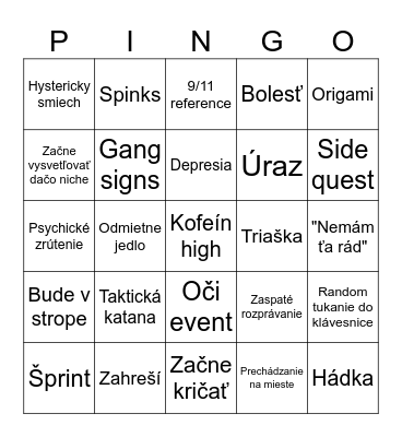 Peťo Bingo Card