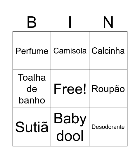 Bingo da Catarina Bingo Card