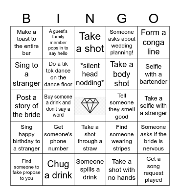 Melissa's Bachelorette Bingo Card