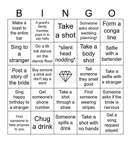 Melissa's Bachelorette Bingo Card