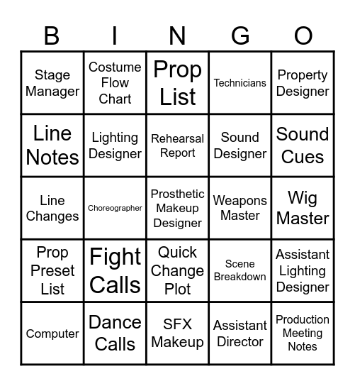 People of the Theatre Bingo Card