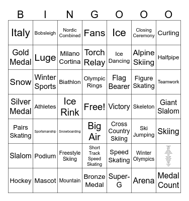Olympics 2026 Bingo Card