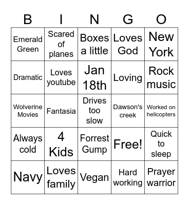 Tara Bingo Card