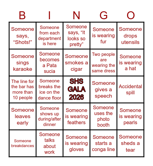 Super Hero Speech Gala 2026 Bingo Card