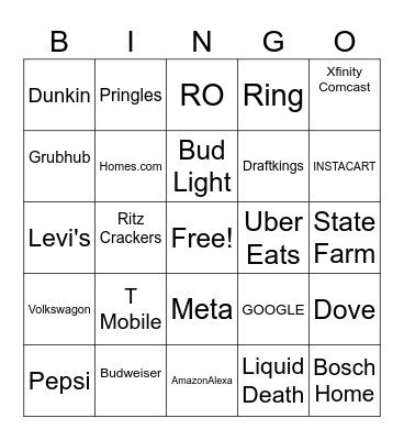 Superbowl 2026 Bingo Card