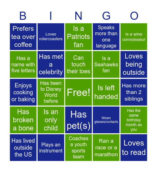 Human Bingo Card