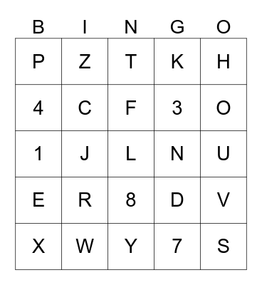 Sign Language Letters and Numbers Bingo Card