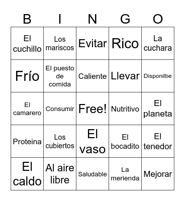 Vocab Bingo Card