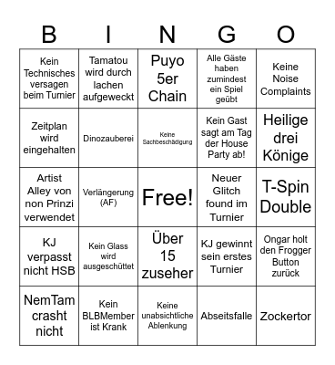 House Party 8 Bigo Bingo Card