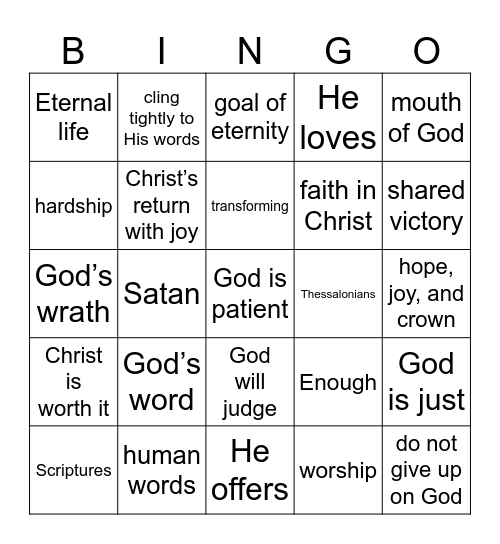 Pastor Bingo Card