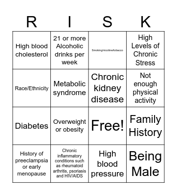 Heart Health Risks Bingo Card