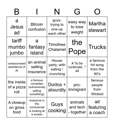 Commercial Culture 2026 Bingo Card