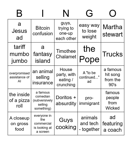 Commercial Culture 2026 Bingo Card