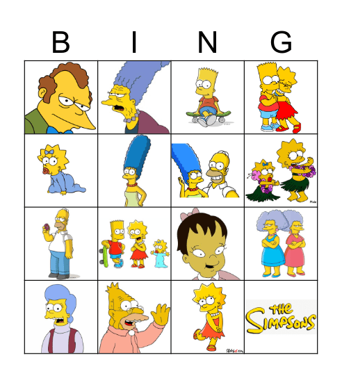 The Simpsons Bingo Card