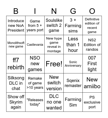 Feb NinDirect Bingo Card
