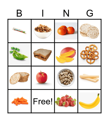 Healthy Snacks Bingo Card