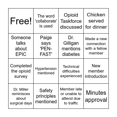 MultiSpecialty CGC BINGO Card