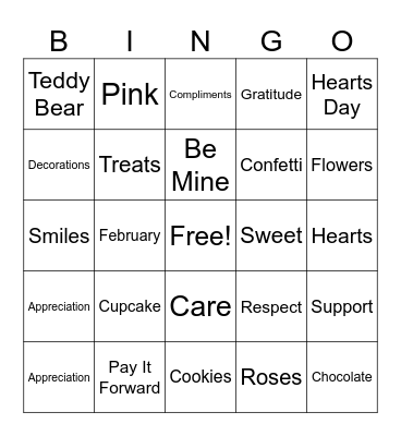 Valentine's Day Bingo Card