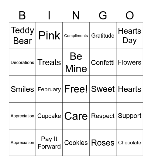 Valentine's Day Bingo Card