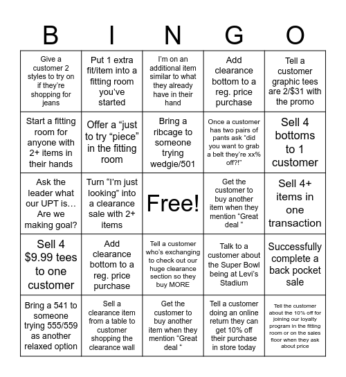 Touchdowns & Transactions UPT BINGO Card