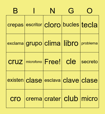 LOTERIA DE PALABRAS Bingo Card