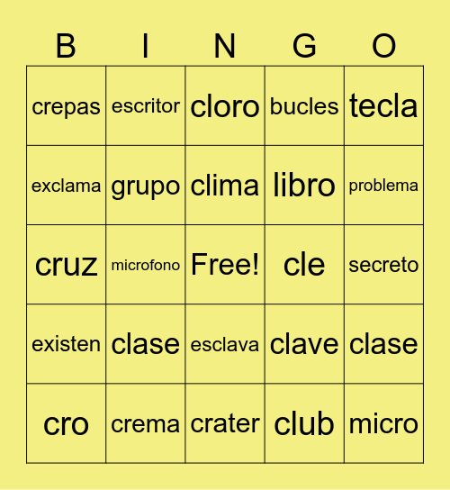 LOTERIA DE PALABRAS Bingo Card