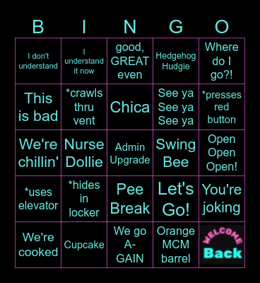 SIVY FNAF: Secret of the Mimic Bingo Card