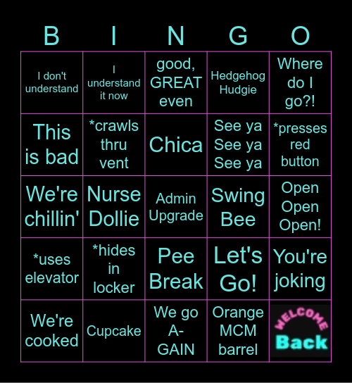 SIVY FNAF: Secret of the Mimic Bingo Card