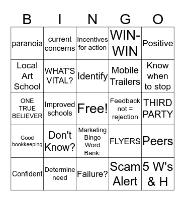 Marketing Crime Prevention Bingo Card