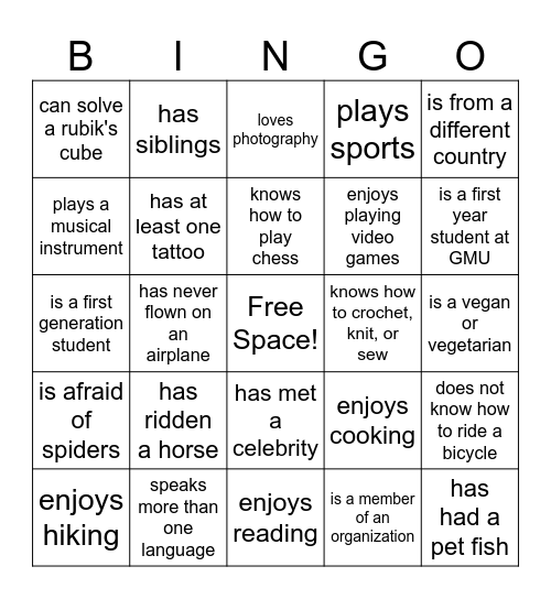 Find Someone Who... Bingo Card