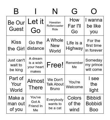 Disney Bingo! Bingo Card