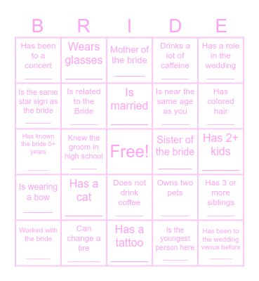 Find the Guest Bingo Card