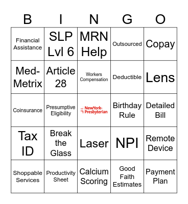 Early Out Bingo Card